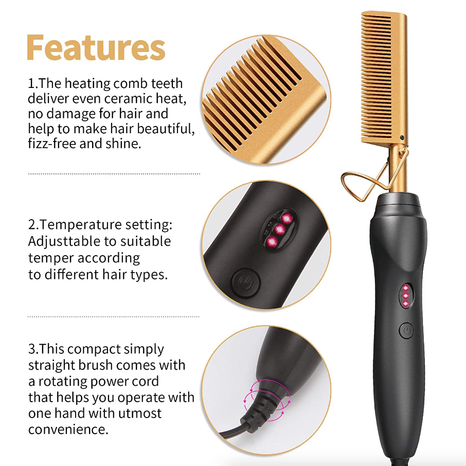 Hair Straightener Comb Pro Electric Beard Straightening Comb Heat Hot