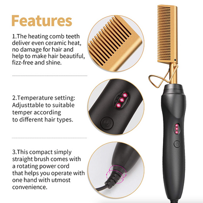 Hair Straightener Comb Pro Electric Beard Straightening Comb Heat Hot