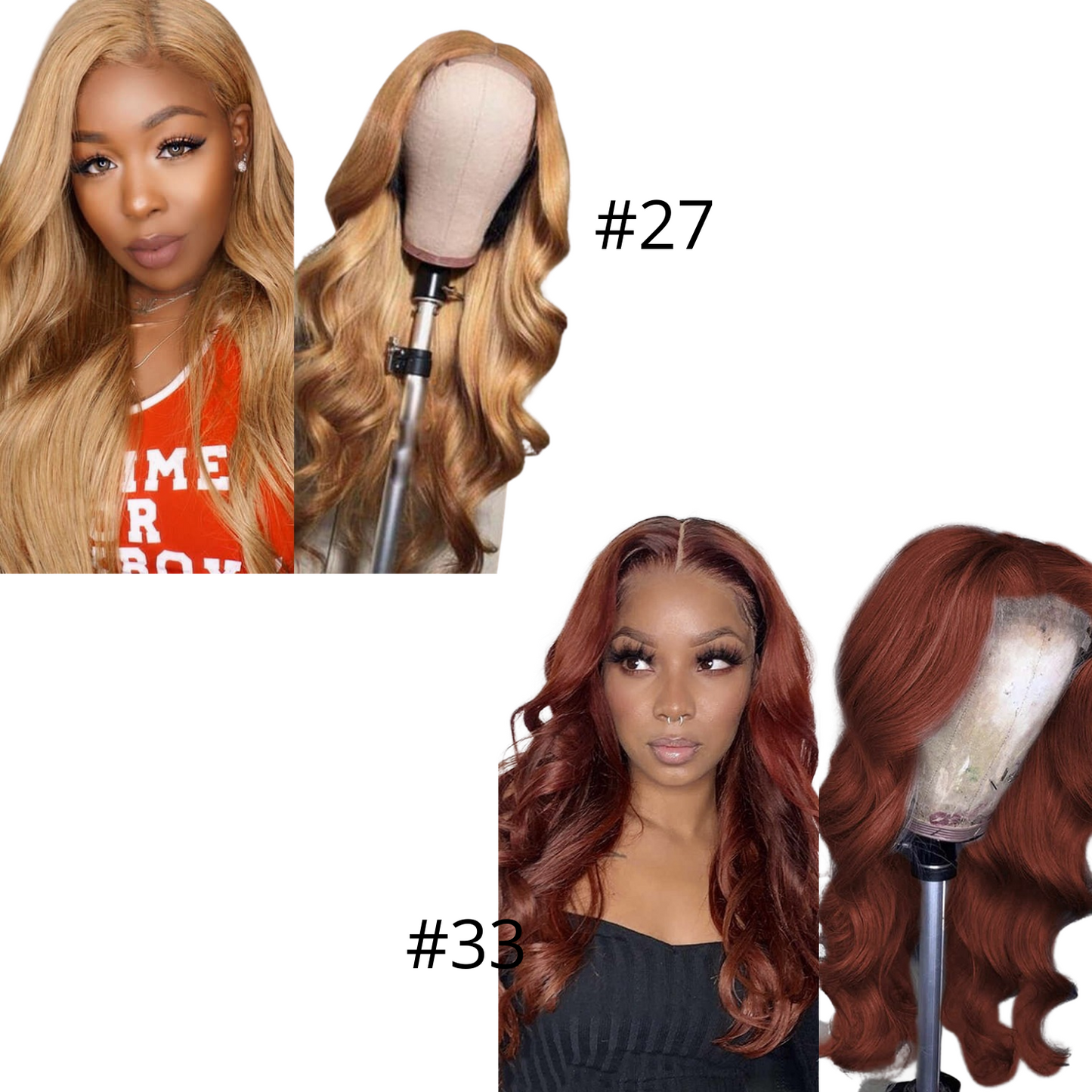 #27 Straight 13x1x4 T part Lace 4x4 Closure wigs Body Wave #33 Transpa