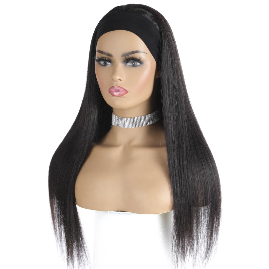 Headband Wig Straight Human Hair