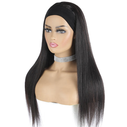 Headband Wig Straight Human Hair