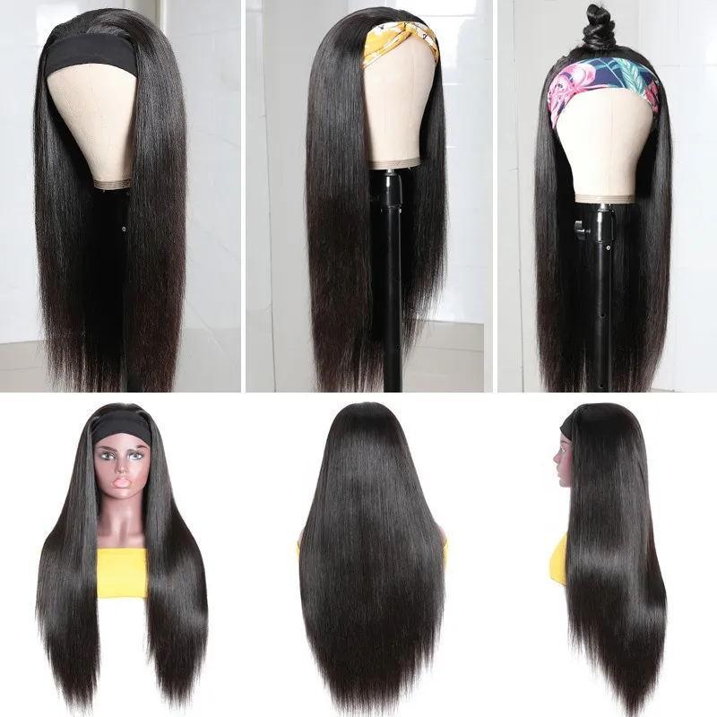 Headband Wig Straight Human Hair