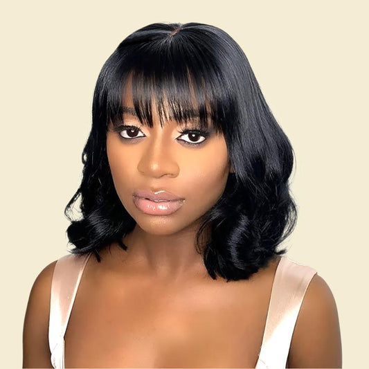 Short Bob Body Wave Hair Wig with Bang